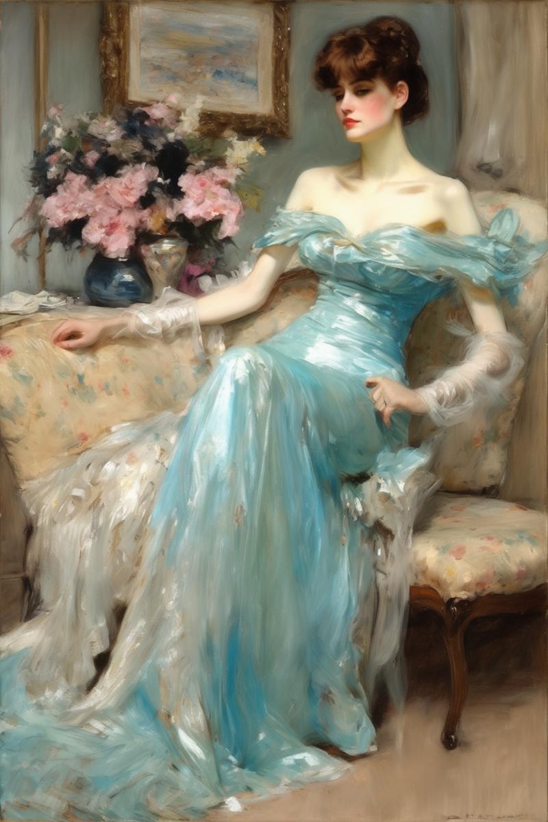 00391-23595815-John Singer Sargent Style - In Irving Ramsey Wiles's impressionist oil painting, A very beautiful features, slim maiden in a lon.png